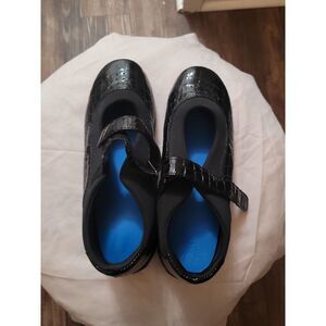 Drew Womens Rose Mary Janes Shoes Black Leather Orthopedic Crocodile 8W NWOT